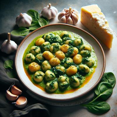 Image of Spinach Ricotta Gnocchi with Garlic Sauce