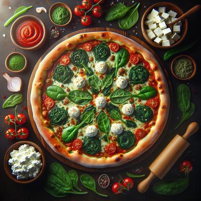 Image of Spinach Ricotta Pizza with Fresh Tomato Puree