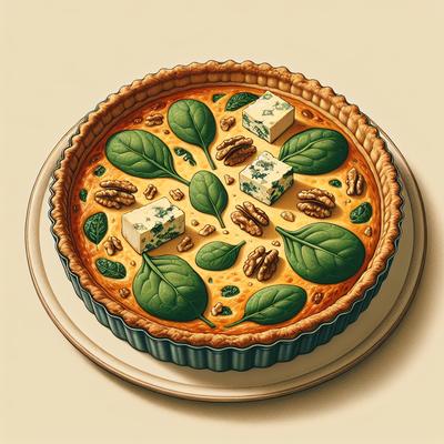 Image of Spinach Roquefort and Walnut Quiche