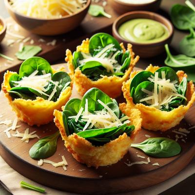 Image of Spinach Salad in Parmesan Frico Cups Giada De Laurentiis