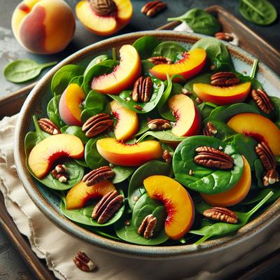 Image of Spinach Salad W Peaches and Toasted Pecans