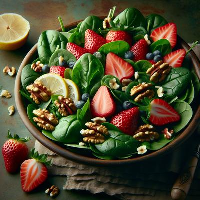 Image of Spinach Salad W Strawberries Lemon Verbena and Candied Walnuts