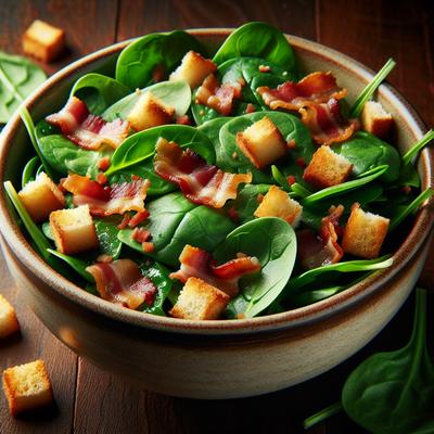 Image of Spinach Salad with Bacon and Croutons