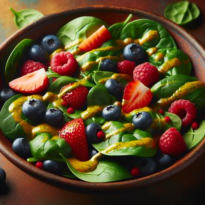 Image of Spinach Salad with Berries and Curry Dressing