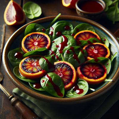 Image of Spinach Salad with Blood Orange Raspberry Vinaigr