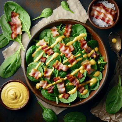 Image of Spinach Salad with Mustard Bacon Dressing