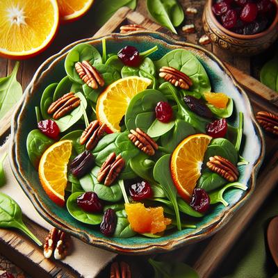 Image of Spinach Salad with Oranges Dried Cherries and Candied Pecans