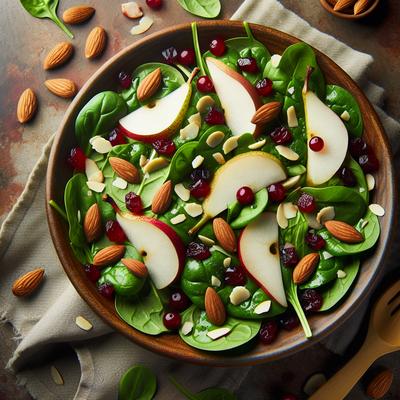 Image of Spinach Salad with Pears Almonds and Cranberries Ww 4 Pts