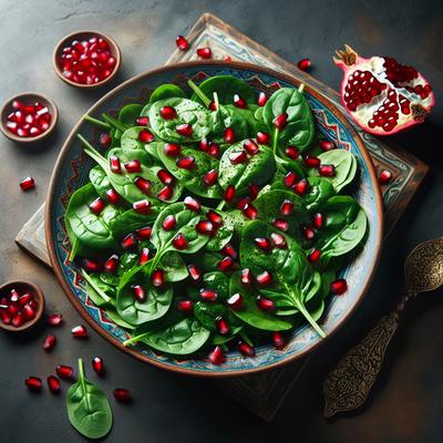 Image of Spinach Salad with Pomegranate Seeds Salata Sabanigh Ma Raman