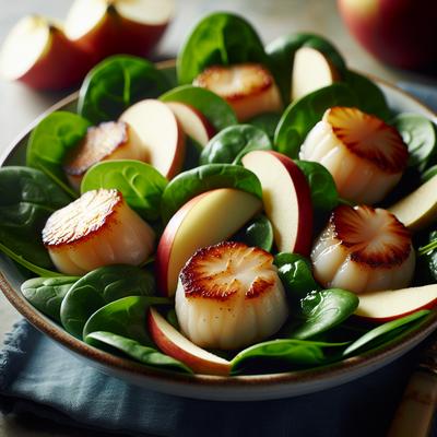 Image of Spinach Salad with Scallops and Apples
