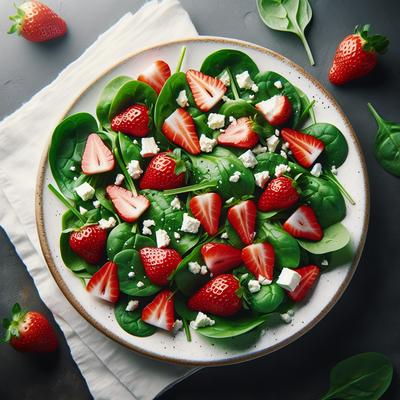 Image of Spinach Salad with Strawberries and Feta Cheese