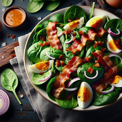 Image of Spinach Salad with Sweet Sour Bacon Dressing