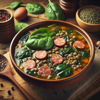Image of Spinach Sausage Lentil Soup