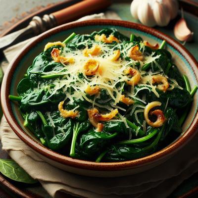 Image of Spinach Saute with Garlic and Parmesan Cheese