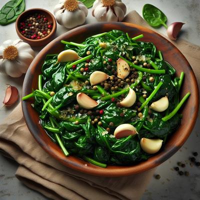 Image of Spinach Sauted with Garlic and Pepper