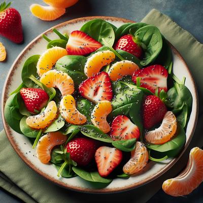 Image of Spinach Strawberry Mandarin Salad with Poppy Seed Dressing