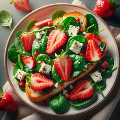 Image of Spinach Strawberry Salad with Goat Cheese Bruschetta