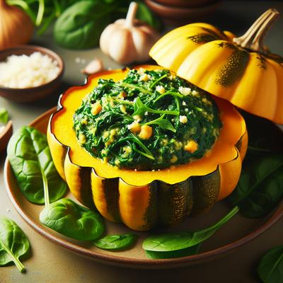 Image of Spinach Stuffed Acorn Squash
