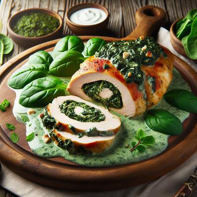 Image of Spinach Stuffed Chicken with Spinach Cream Sauce