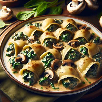 Image of Spinach Stuffed Shells with a Mushroom Sauce