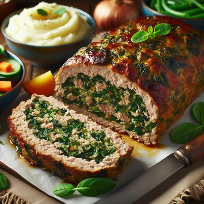Image of Spinach Stuffed Turkey Meatloaf
