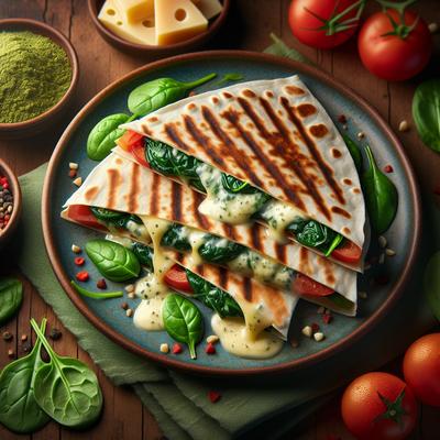 Image of Spinach Tomato Quesadillas with 3 Cheeses