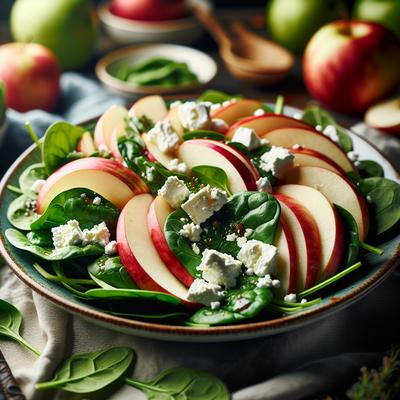 Image of Spinach with Apples and Feta Cheese