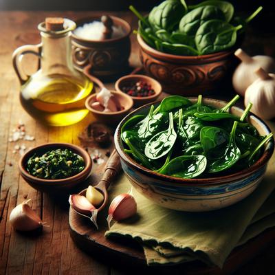 Image of Spinach with Garlic Vinaigrette