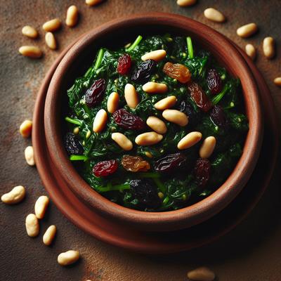 Image of Spinach with Raisins and Pine Nuts