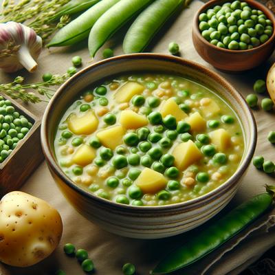 Image of Split Pea Soup with Fresh Peas and Potatoes