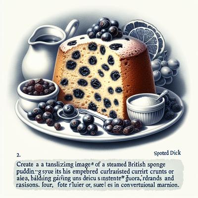 Image of Spotted Dick Traditional British Steamed Fruit Sponge Pudding