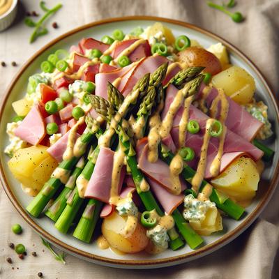 Image of Spring Asparagus Ham and Potato Salad Honey Mustard Dressing