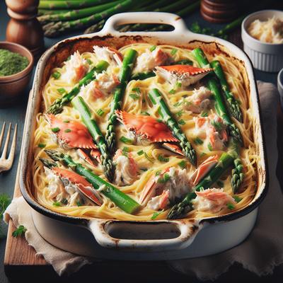 Image of Spring Casserole of Crab Asparagus and Spaghetti