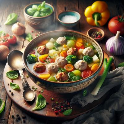 Image of Spring Minestrone with Chicken Meatballs