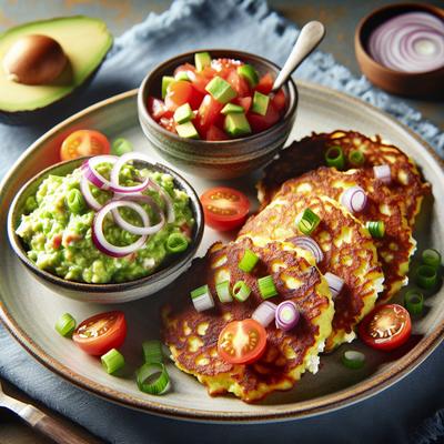 Image of Spring Onion and Ricotta Fritters with Avocado Salsa