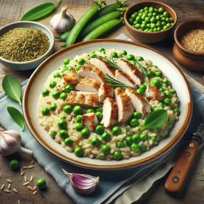 Image of Spring Pea and Roast Chicken Risotto