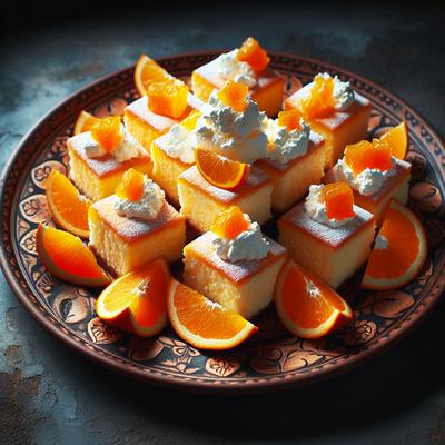 Image of Squares of Cake with Cheese and Orange