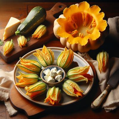 Image of Squash Blossoms Stuffed with Goat Cheese