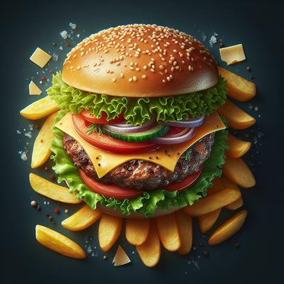 Image of Squashed Burgers and Chips