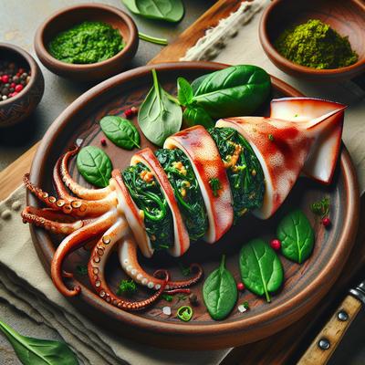 Image of Squid Stuffed with Spinach and Herbs