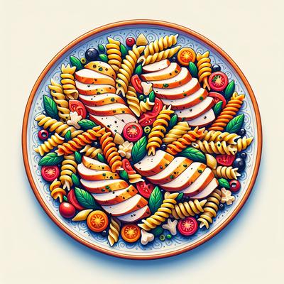 Image of Squiggly Pasta and Chicken Salad Dessert