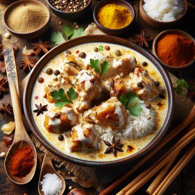 Image of Sri Lanka Coconut Yogurt Chicken Over Rice Sticks