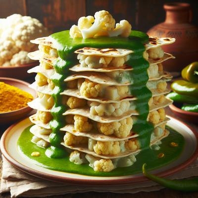 Image of Stacked Cauliflower Enchilada with Green Chile Sauce