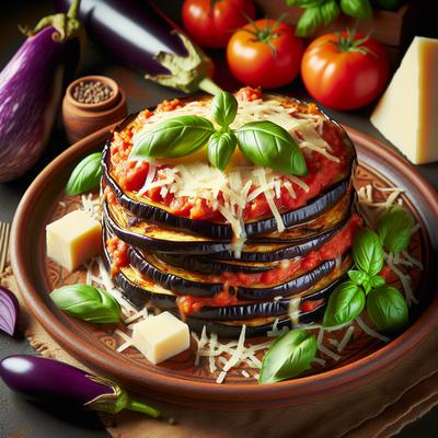 Image of Stacked Eggplant Aubergine Parmesan