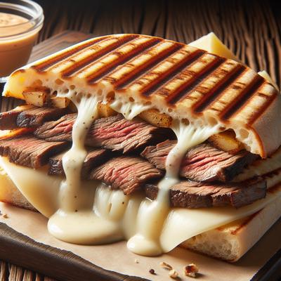 Image of Steak and Havarti Panini with My Secret Sauce
