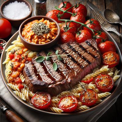 Image of Steak and Orzo in Tomato Oregano Sauce