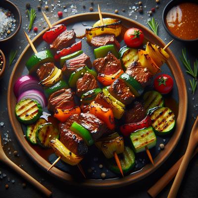 Image of Steak and Vegetable Skewers with Soy Ginger Marinade