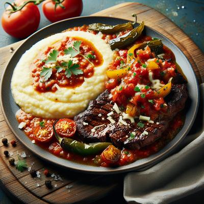 Image of Steak Creole with Cheese Grits