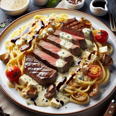 Image of Steak Gorgonzola Alfredo with Reduced Balsamic Copycat Olive Ga