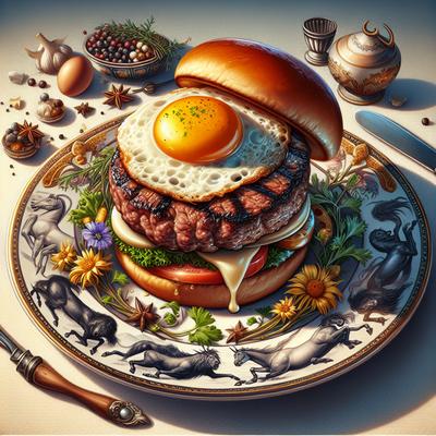 Image of Steak Hache Avec Oeufs a Cheval Hamburgers W Eggs on Horseback